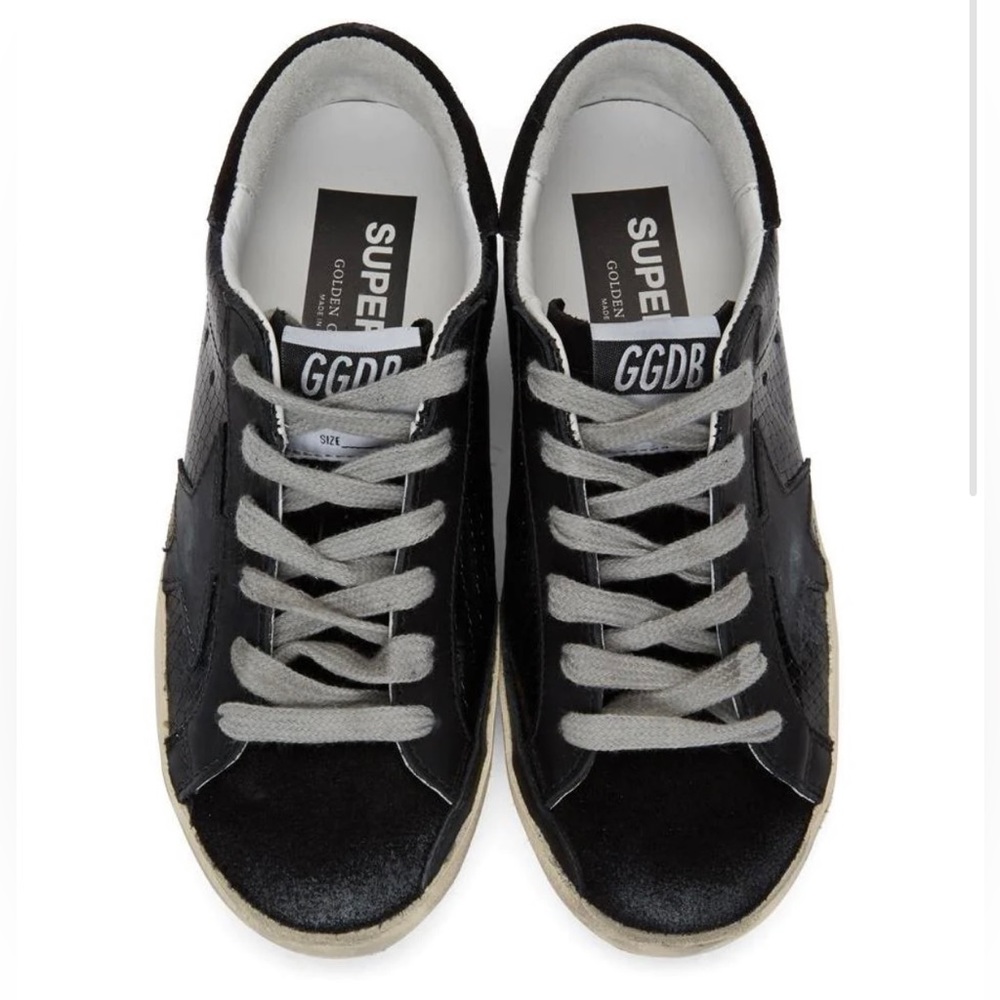 Golden Goose SSENSE Exclusive Black Python Superstar Sneakers